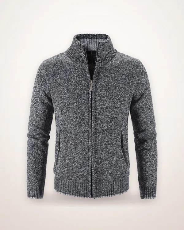 Fleece-Lined Cotton Blend Cardigan