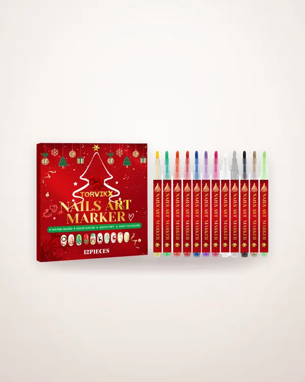 12-Piece Christmas Nail Art Pen Set