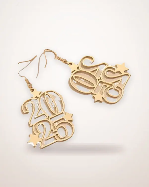 Gold Number Dangle Earrings