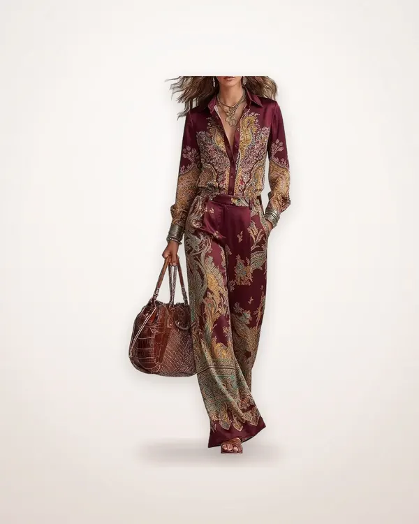 Printed Top and Trousers Two-Piece Set