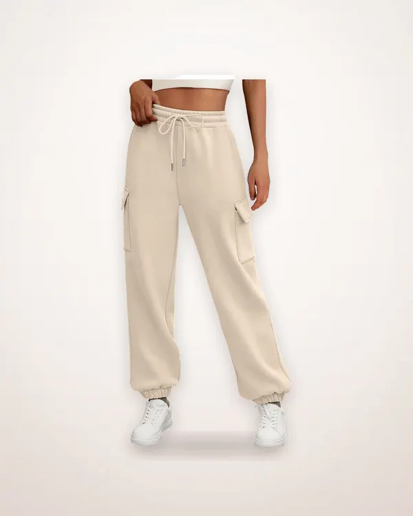 Fleece-Lined High-Waist Jogger Trousers